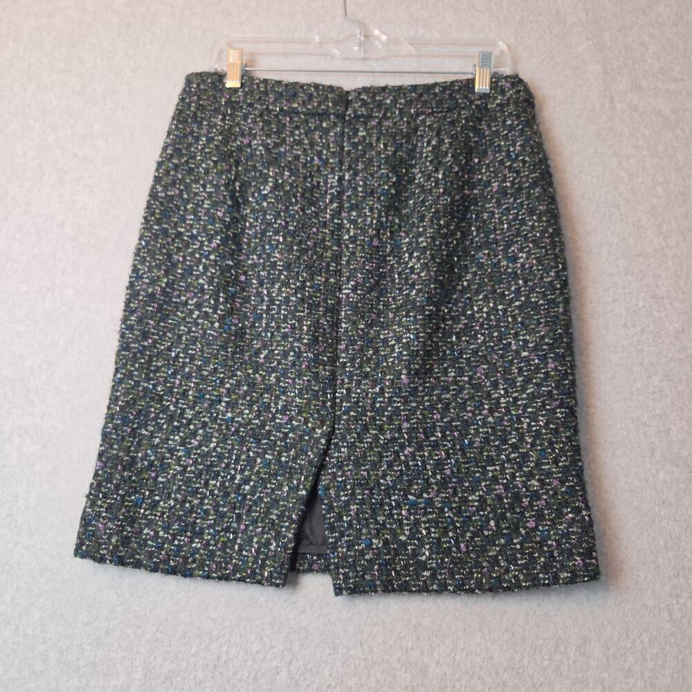 J. CREW Wool Blend Tweed Green Lined Knee Length Pencil Skirt Women's 8 - Picture 6 of 10